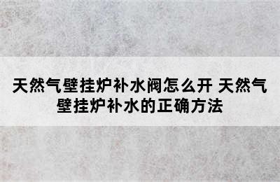 天然气壁挂炉补水阀怎么开 天然气壁挂炉补水的正确方法